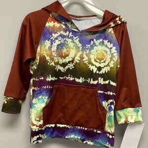 Tie-Dye Hoodie With Front Pocket & Hood 7/8
